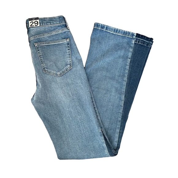 Gap | High Rise Patched '70s Flare Jeans Medium Indigo Size 29 Tall - Picture 6 of 11